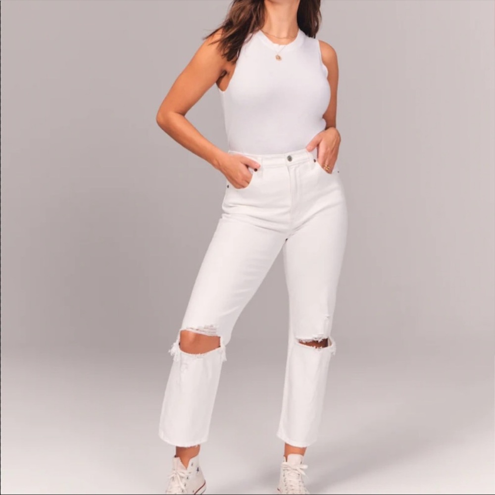abercrombie white ripped jeans